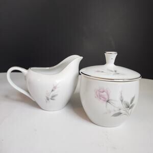 Vtg Canterbury Sugar Bowl & Creamer Set Fine China #5211 Japan Cottagecore Retro
